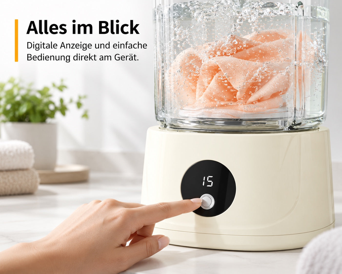 Ein Knopf. Alles im Blick.
